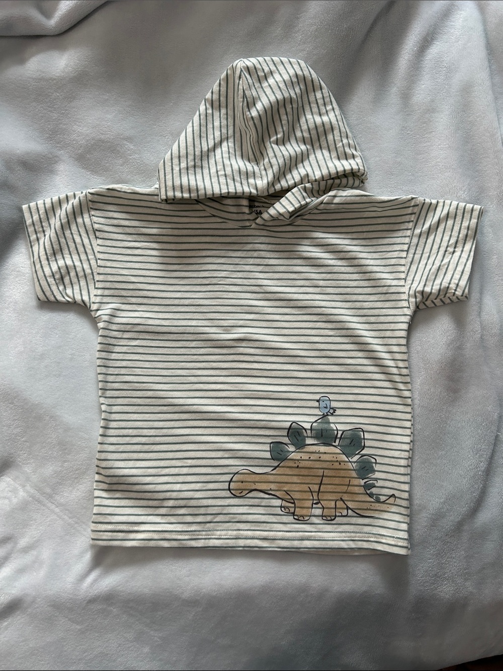 Carter's Short-Sleeve Striped Dinosaur Hooded Tee